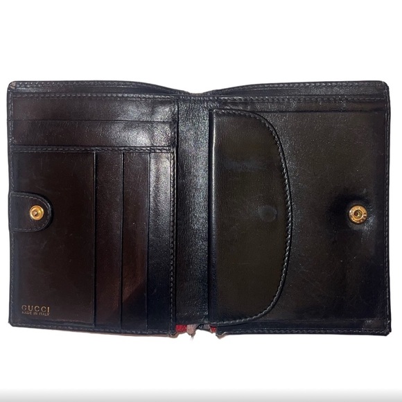 Gucci Black Leather Horseshoe Compact Wallet - Picture 4 of 8